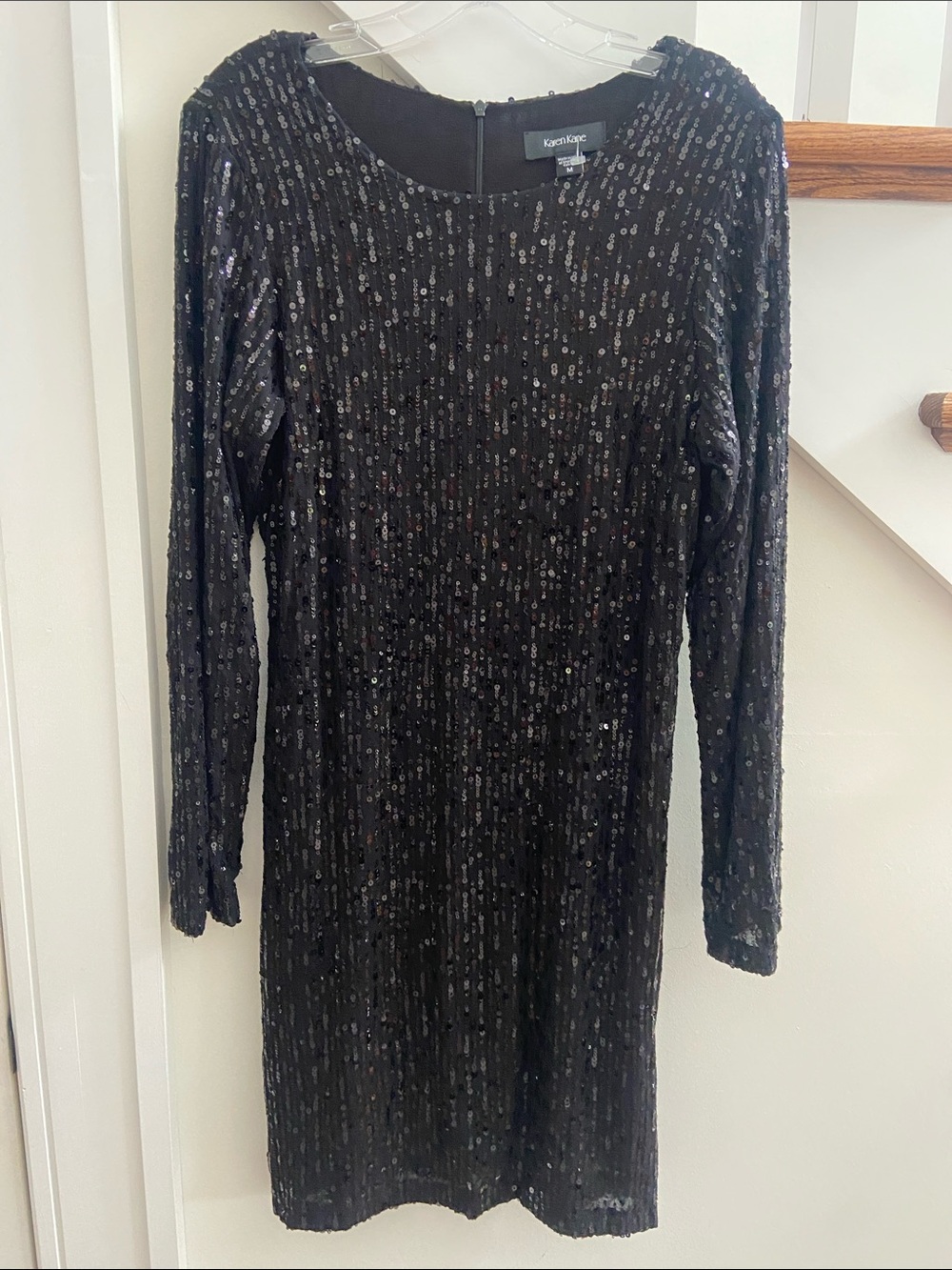Karen Kane Black Long-Sleeve Sequin Sheath Dress